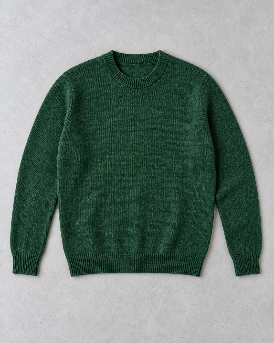 Green knit laid flat and photographed from directly above